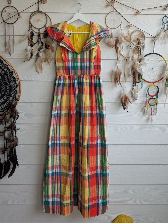 Dresses & Skirts - Vintage Rainbow Plaid Colorful Dress
